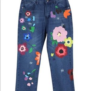 Floral painted jeans- plus size